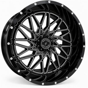 22x12 5x127 saiyan wheels cb781mm 44mm gloss black milled 2
