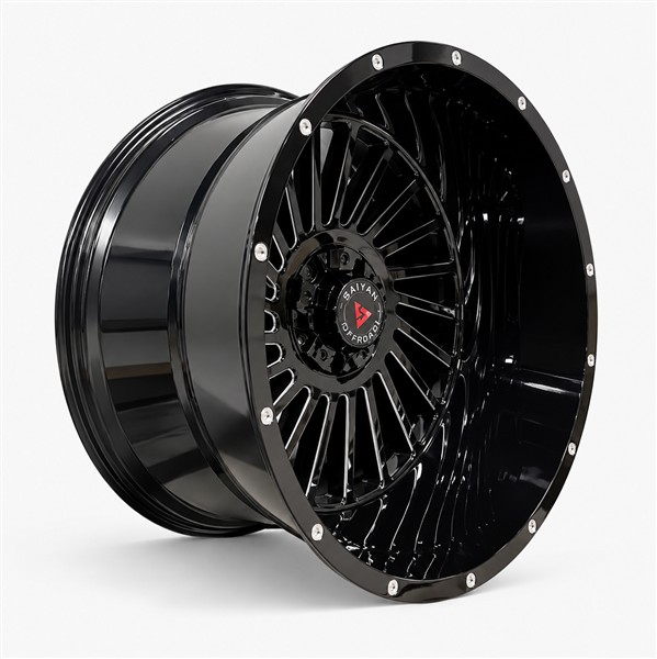24X14 6X135 6X139.7 TS1757 CB106.1MM -76MM BLACK MILLED DOTS+SPOKES